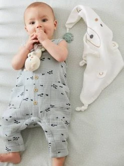 Doudou Carré + Hochet GREEN FOREST Multicolore - Vertbaudet -Boutique Ergobaby doudou carre hochet green forest 3