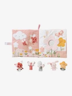Grand Livre D'éveil Et Marionnettes à Doigts En Velours PAYS ROSE Multicolore - Vertbaudet -Boutique Ergobaby grand livre deveil et marionnettes a doigts en velours pays rose 2