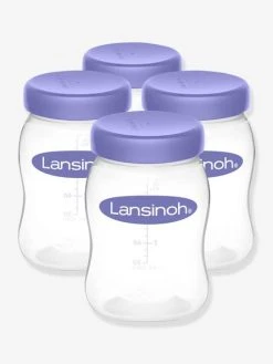 Lot De 4 Pots De Conservation LANSINOH 160 Ml Pour Lait Maternel Transparent/lilas - Lansinoh