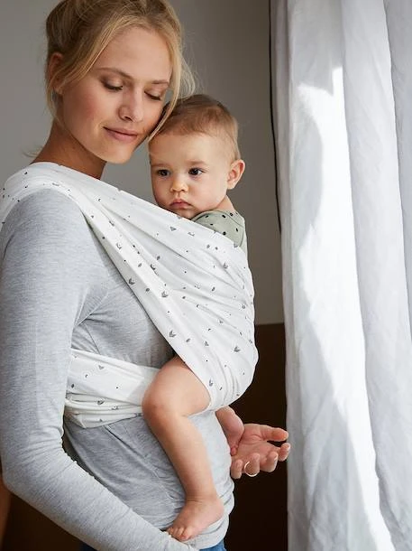 Porte-bébé 2 Bandeaux à Croiser Sans Nouage Ivoire Imprimé - Vertbaudet 2 Porte-bébé 2 Bandeaux à Croiser Sans Nouage Ivoire Imprimé - Vertbaudet – Image 2