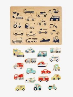 Puzzle Des Véhicules En Bois FSC® Multicolore - Vertbaudet -Boutique Ergobaby puzzle des vehicules en bois fsc 2