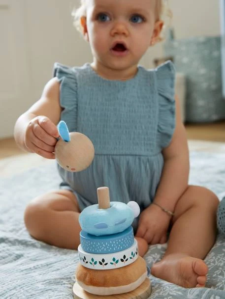 Pyramide à Empiler Tissu Et Bois FSC® Bleu - Vertbaudet 5 Pyramide à Empiler Tissu Et Bois FSC® Bleu - Vertbaudet – Image 5