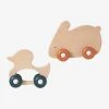 Set De 2 Animaux à Roulettes En Bois Et Silicone Orange - Vertbaudet