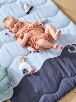 Tapis D'éveil Souple Sans Arche LEON SUR LE PONTON Bleu - Vertbaudet -Boutique Ergobaby tapis deveil souple sans arche leon sur le ponton 3