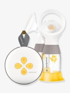 Tire-lait électrique Double Rechargeable Swing Maxi MEDELA + 2 Téterelles Blanc/jaune - Medela